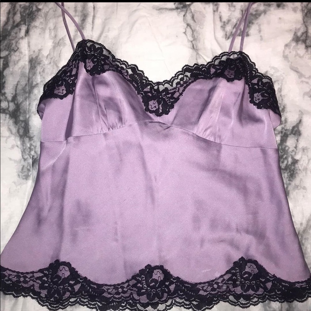 Anne Taylor Petite Purple silk lace cami